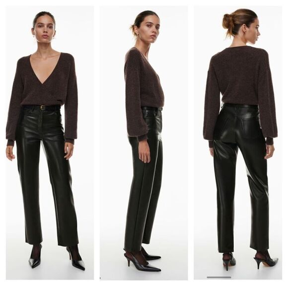 Wilfred Pants - Aritzia Wilfred The Melina vegan leather‎ Pants Size 0 black